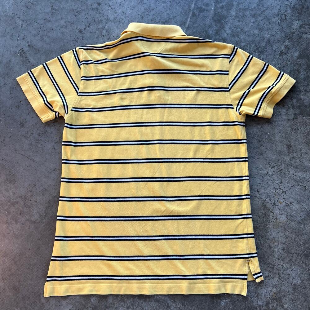 Tommy Hilfiger Polo Mens XL Yellow Navy Striped Short Sleeve Cotton Pique Logo - Picture 4 of 7